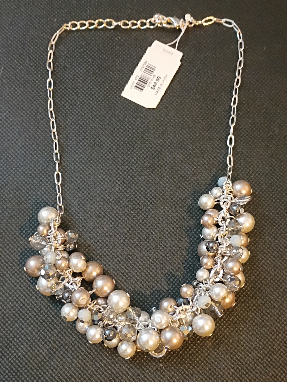 LOFT Silver-Tone Pearl Cluster Necklace